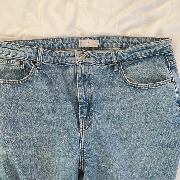 Raw Hem Crop Straight Leg Jeans SPLIT HEM ankles W36 L32 - Picture 4 of 7